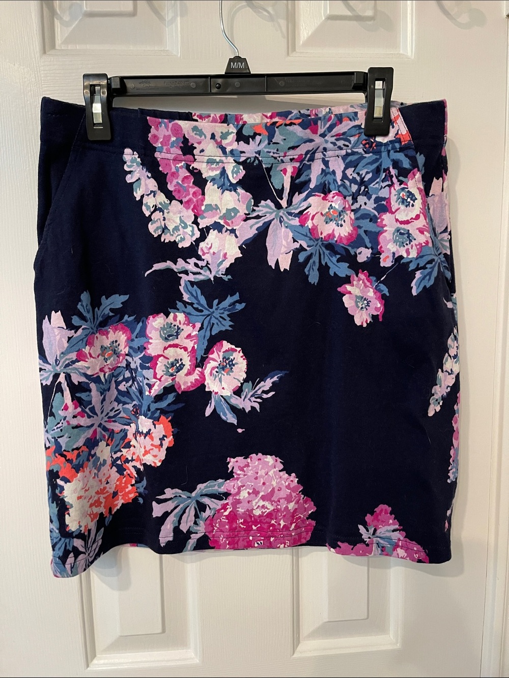 Joules Navy Pencil Skirt with Pink & Blue Floral Print